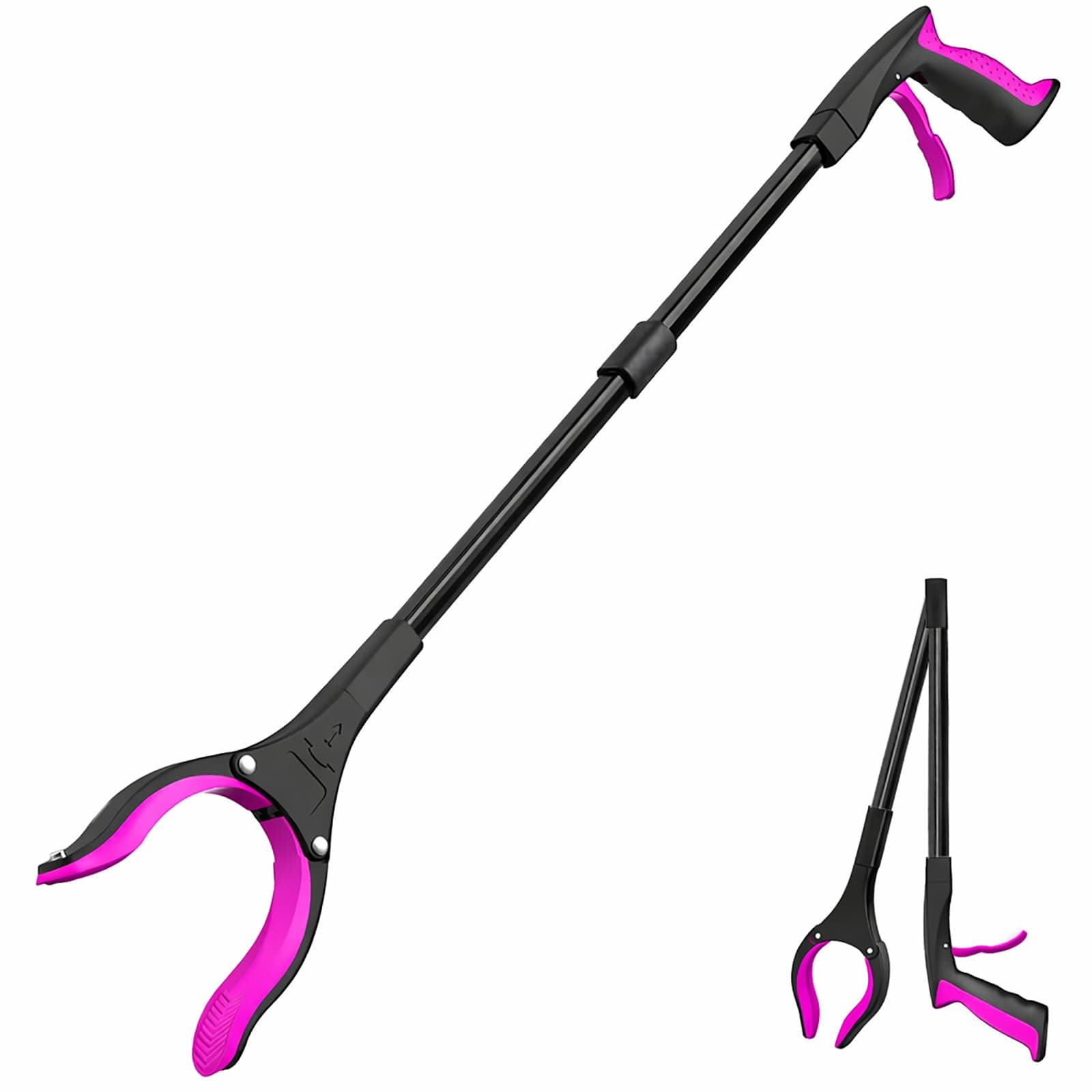 - Grabber Reacher Tool - 32” Extra Long Foldable Gripper and Reaching Tool - Heavy Duty Pick Up Stick Grabbers for Seniors, Trash, Surgery Recovery Must Haves Gifts (Black Purple)