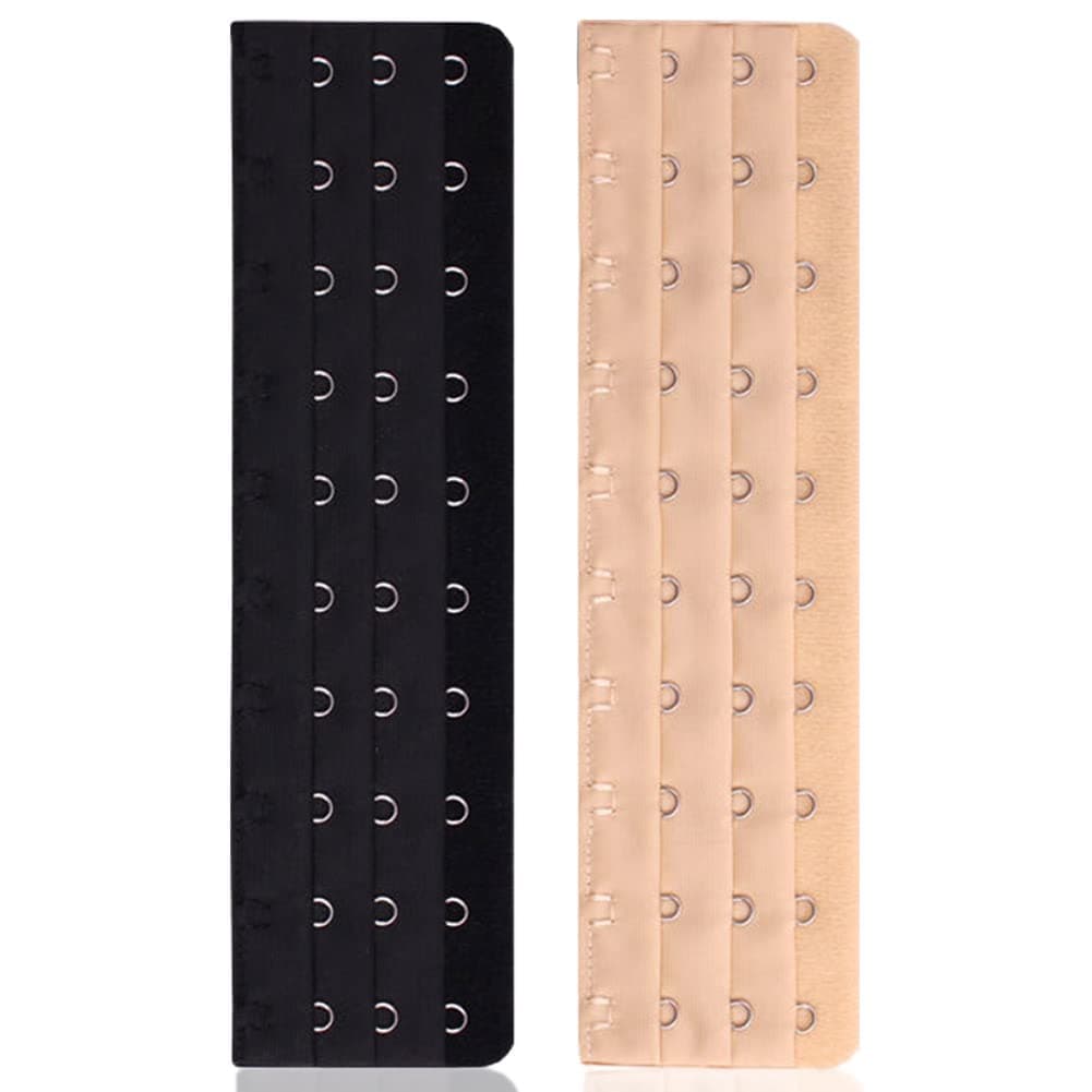 Corset Extender 10 Hooks - Bra Extender 10 Hook Pack of 2 Black&Light Beige