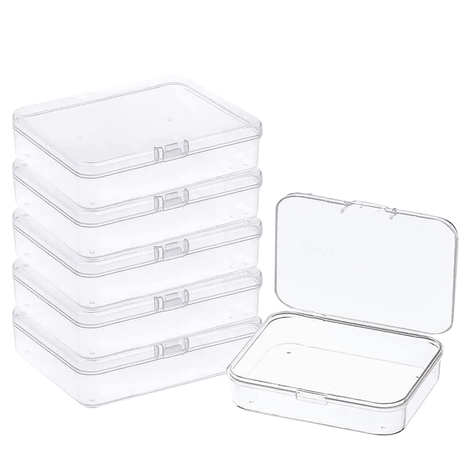 12 Pcs 5.6x4.2x1.8 Inches Clear Rectangle Box for Collecting Small Items, Beads, Game Pieces, Business Cards, Crafts Accessories