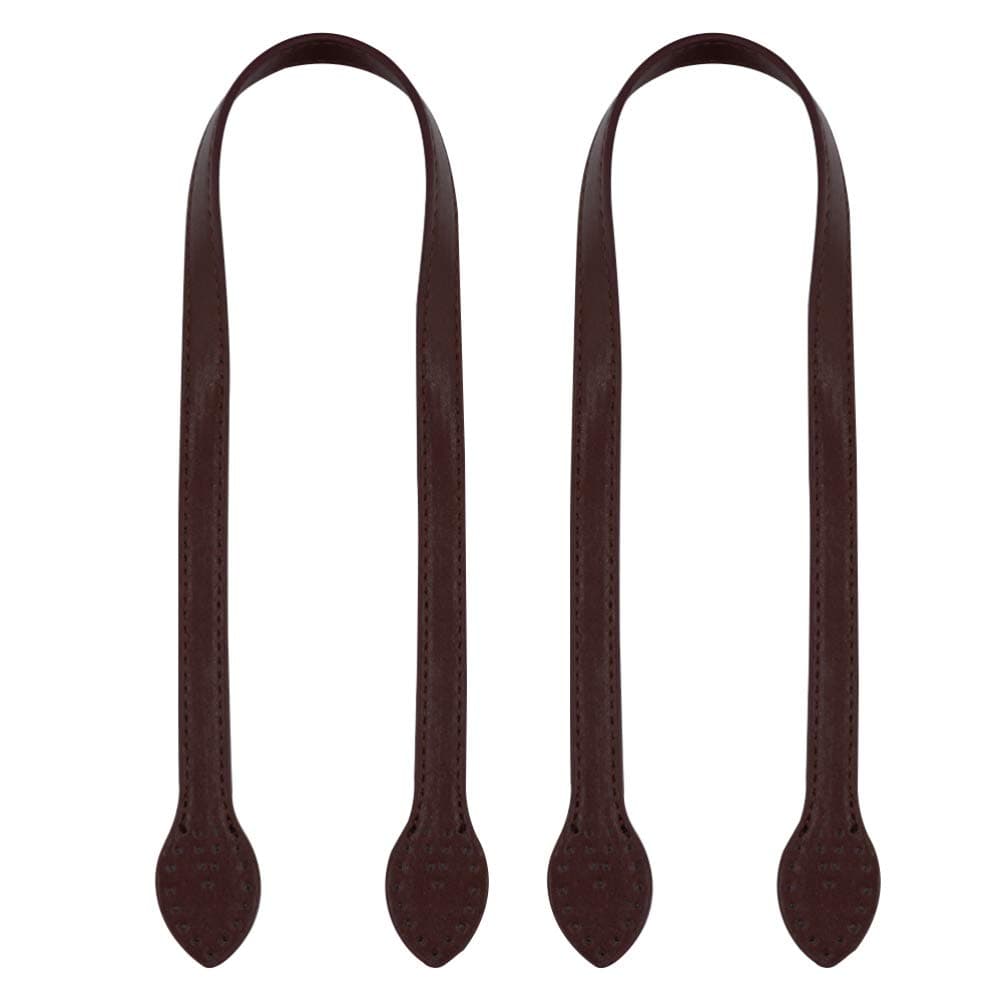 SUPVOX 2pcs 24 Leather Purses Straps, Leather Bag Handles Replacement, Handbag Bag Wallet Straps (Dark Brown)