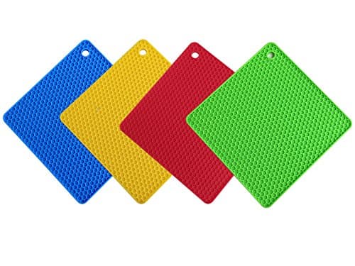 Aivica 4-in-1 Multipurpose Silicone Pot Holder 4-pack Trivet Mat, Non Slip, Flexible, Durable, Heat Resistant Hot Pads Perfect Modern Home Decor Silicone Heat Resistant Coasters Cup Insulation Mat