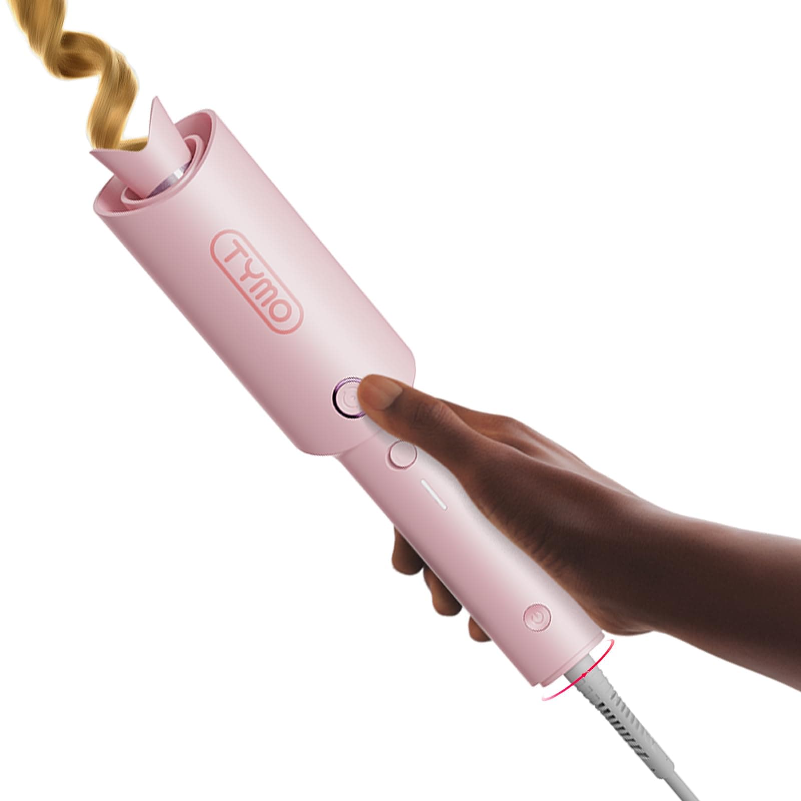 – TYMO Hair Curler Automatic Rotating - CURLPRO, Beach Waves Curling Wand, Anti-Scald Curling Iron, Portable 500 Million Ionic, Dual Voltage & Lightweight for Travel, Ceramic Coating, Pink 1 inch