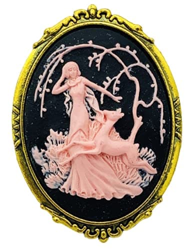 Deer and Lady Cameo Brooch