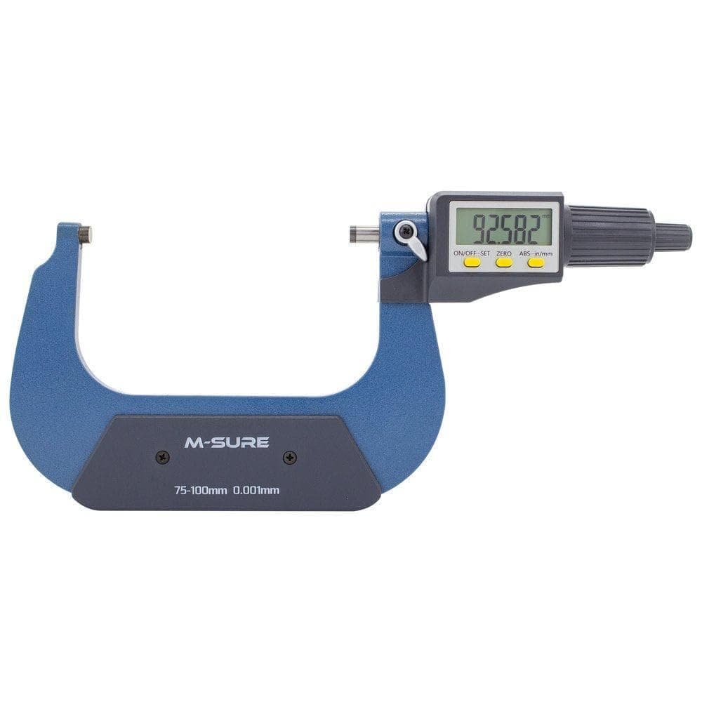 M-SURE MS-110-100 Digital External Micrometer 100mm (4 inch) MS-110 Series Large LCD Display Gauge Caliper Outside Measuring Metric Imperial