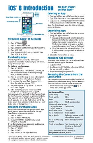 iOS 8 Introduction Quick Reference Guide for iPad, iPhone, and iPod touch (Cheat Sheet of Instructions, Tips & Shortcuts - Laminated Guide)