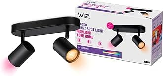 WiZ Colour Imageo Smart Connected WiFi Ceiling Light Spot Fixture. [2 Spot - Black] App Control for Indoor Home Lighting, Livingroom and Bedroom