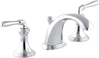 KOHLER Bathroom Faucet, Bathroom Sink Faucet, Devonshire Collection, 2-Handle Widespread Faucet with Metal Drain, Polished Chrome, K-394-4-CP