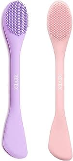 REVEX Pore Cleaning Brush, Face Scrubber, Face Mask Applicator,2Pcs Silicone Facial Mask Applicator Tool for Facial Mud,Face Exfoliator for Makeup Skincare Removal.(Pink+PurPle)