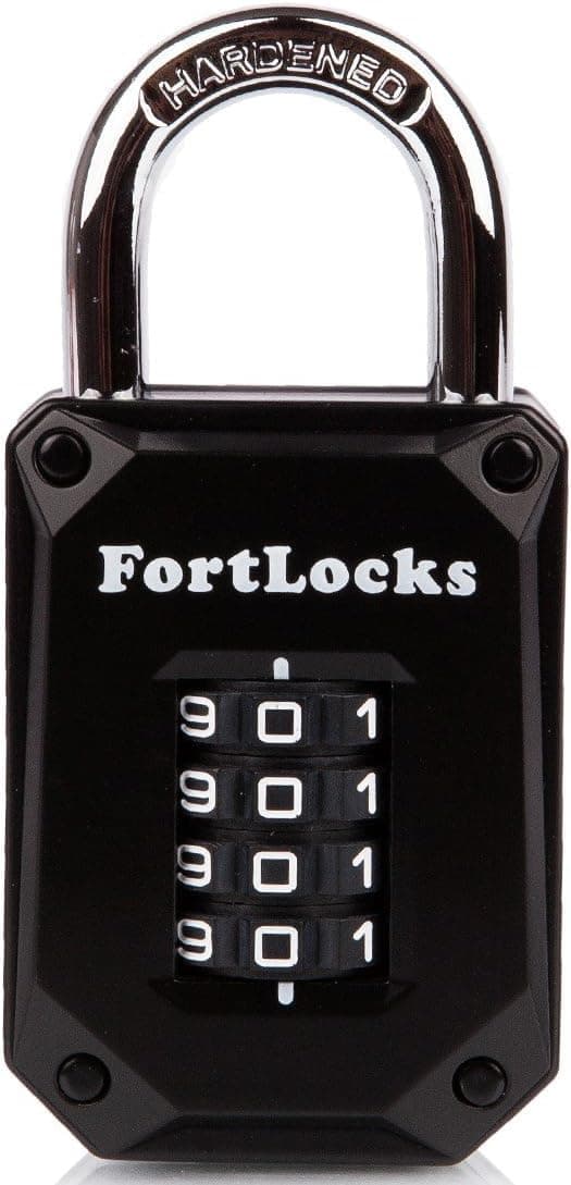 New FortLocks Combination Lock - 4 Digit Padlock for School & Gym Locker, Outdoor, Fence, Hasp, Storage, Case, Toolbox & Shed - Resettable All Weather (1 & 2 Pack)