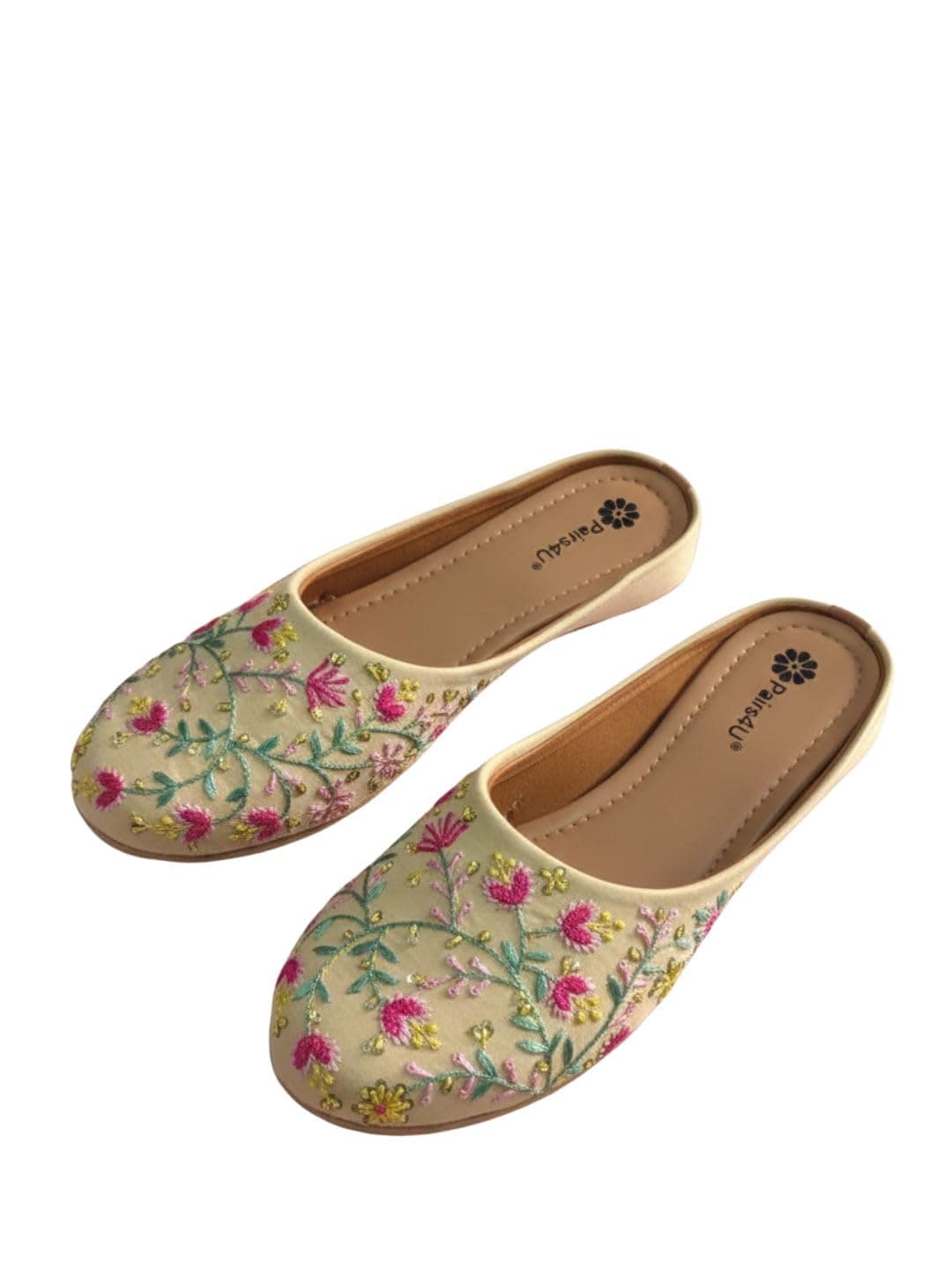Women Embellished Ethnic Mules Canvas Upper with Embroidered Pattern