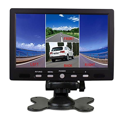 PONPY 7" HD 800x480 RGB 4 Split Quad Video Display 4 Video Input Signal TFT LCD Color Car Rear View Headrest Monitor for Car Camera DVD VCR