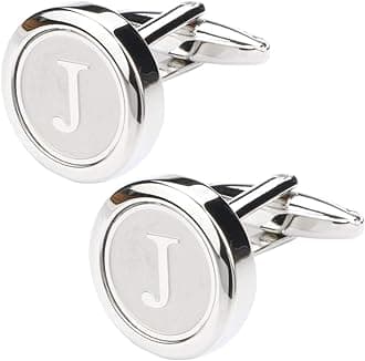 Dannyshi Mens Classic Stainless Steel Initial Cufflinks 26 Alphabet Initial Letter Cufflinks Business Shirts A-Z