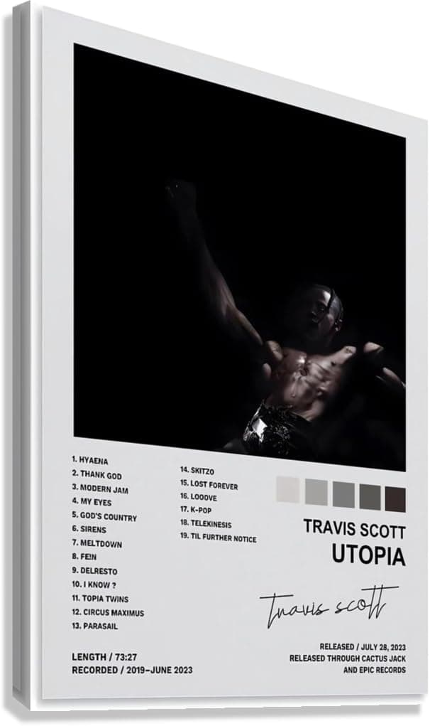 TN ESSENTIALS TRAVIS POSTER SCOTT WALL DECORATIVE CANVAS POSTER FRAMED POSTER UNFRAED POSTER AND FOR TEENS AND TRAVIS FANS (STYLE C FRAMED, 24 X 36)