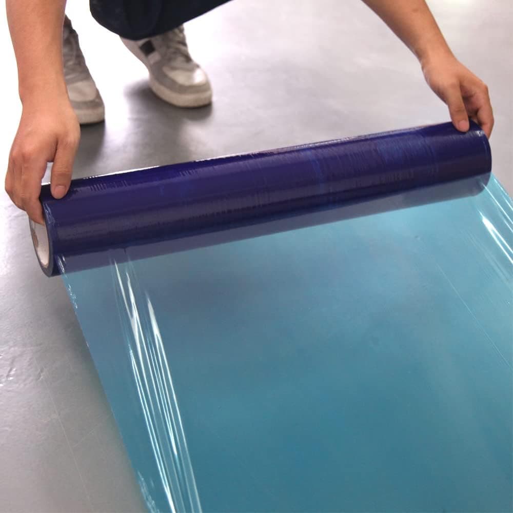 ALETO 100M Blue Carpet Floor Protector Self Adhesive Clear Roll Protection Cover Dust