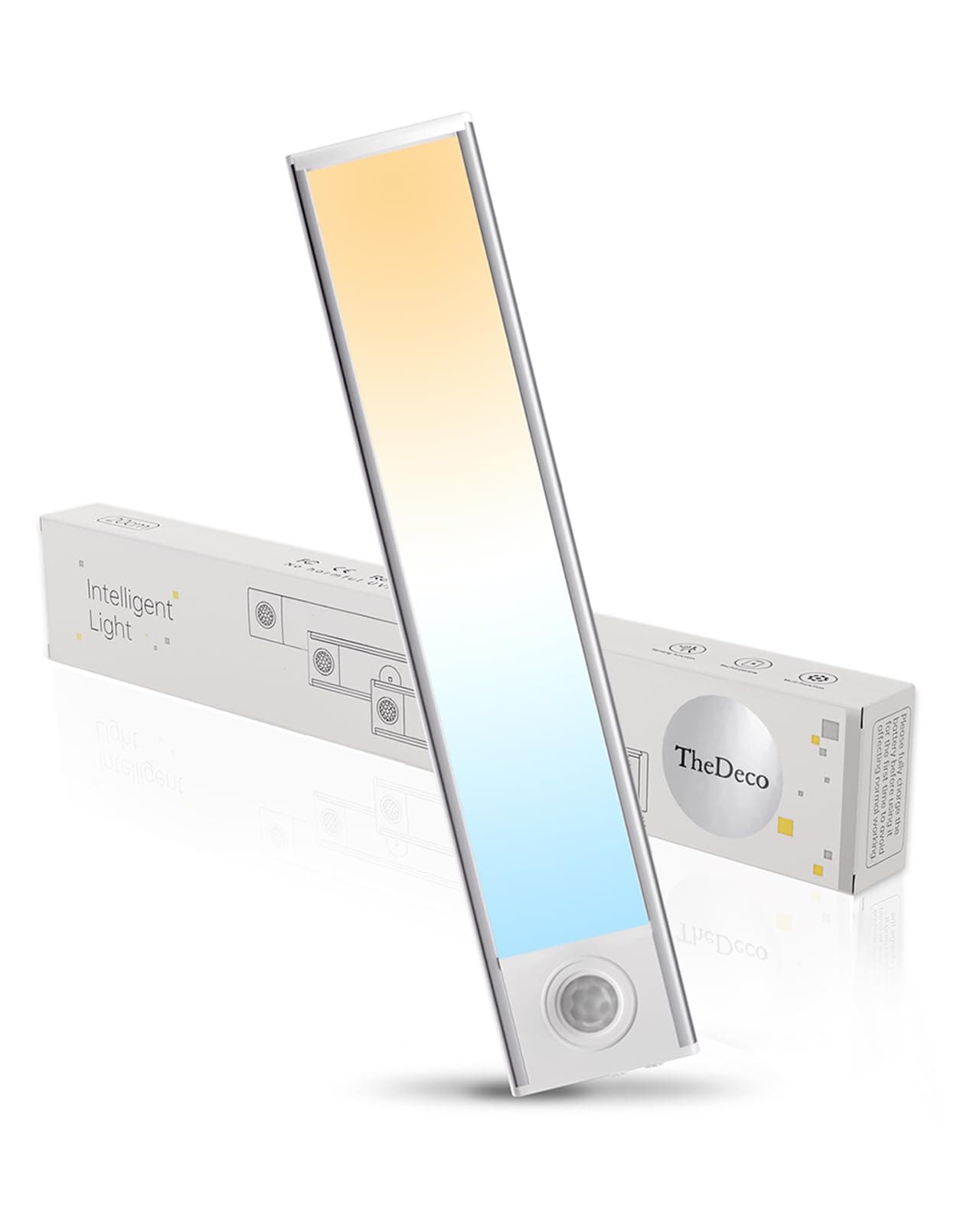 8 inch Under Cabinet Lighting, 34-LED 3CCT Dimmable Under Counter Lights, 1 Pack Stick-On Motion Sensor Closet Lighting, Wireless 1500mAh Rechargeable Battery Light for Kitchen, Stairs