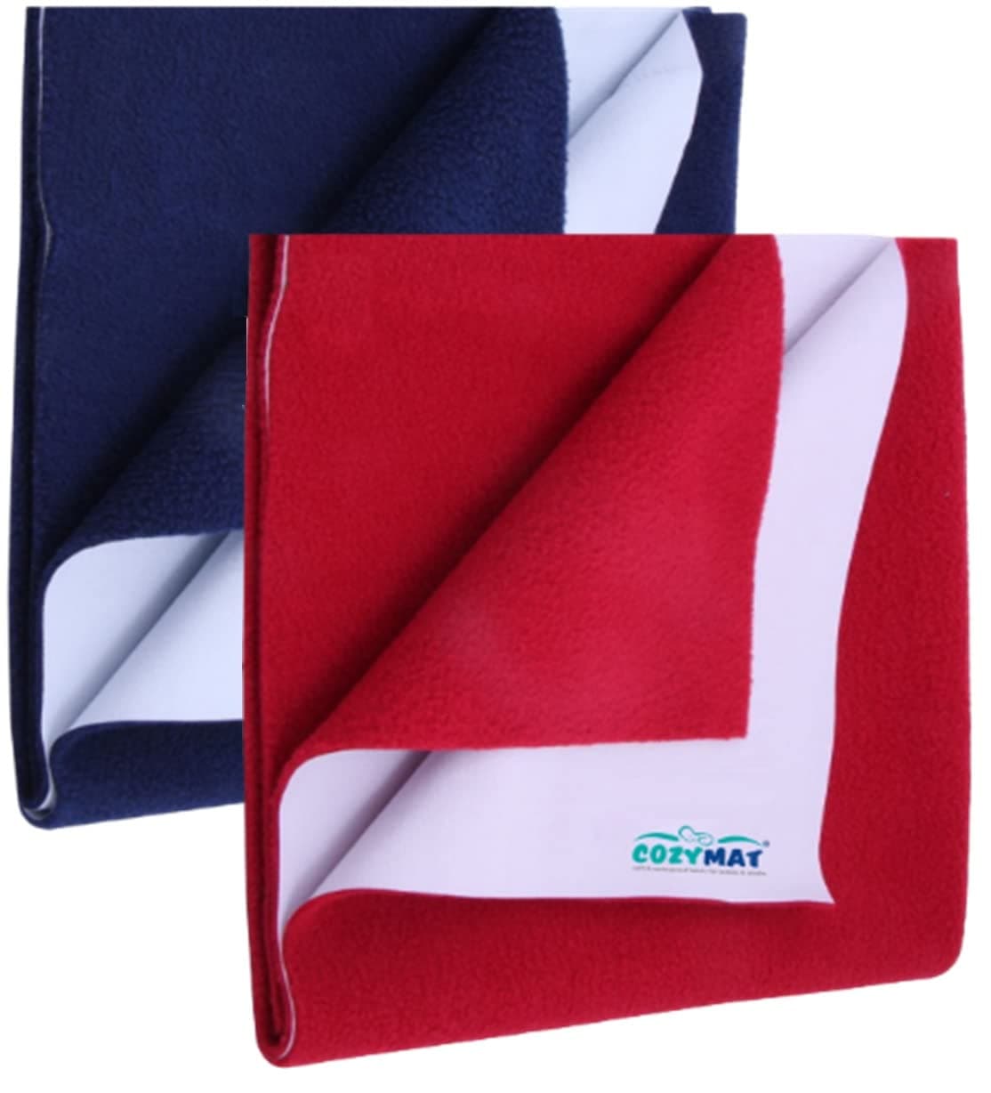 Cozymat Quick Oeko Tex Approved Dry Sheet/Bed Protector for New Born, Toilet Training Toddler, Old Age & New Moms (Small (50cm x 70cm), Navy Blue + Brick)