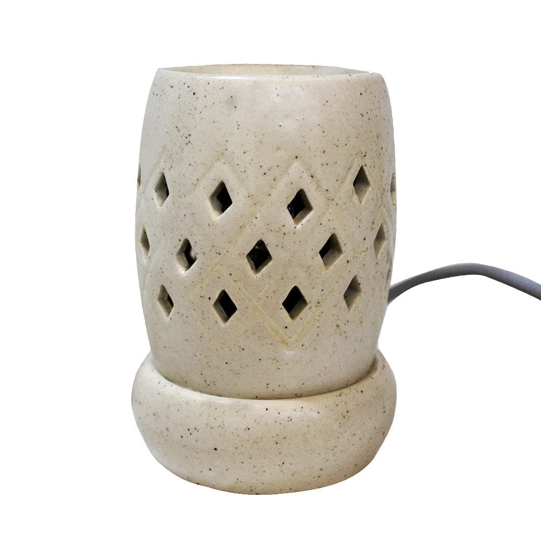 Divine Senses Ceramic Electric Aroma Oil Diffuser with Bulb (White - with 10ml Aroma Oil)