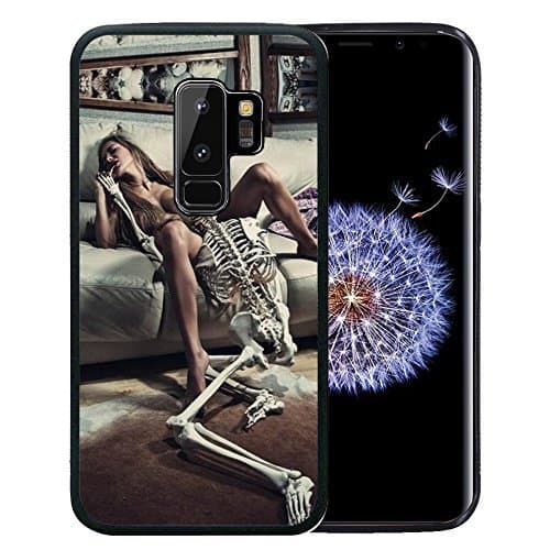 Samsung Galaxy S9 Plus Case, Customized Black Soft Rubber TPU Case For Back Cover for 6.2 Inch Galaxy S9+ / S9 Plus 2018 Ballet Sexy girl and skull