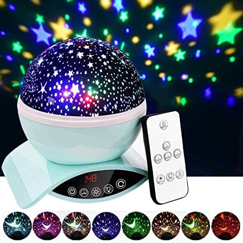 Aisuo Lighting Lamp, Rotating Star Projection with Auto Shut Off Timer, 7 Color Options, Rechargeable Lithium Battery & Dimmable Function, Room Decor.(Green)