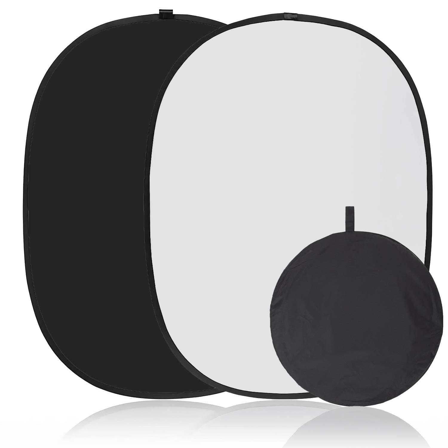 Portable Screen Backdrop 150 x 200cm Collapsible Pop Up Chromakey Background 2-in-1 Fold Black White screen for Chair/Zoom Virtual/Home Office/Camera Photo Portrait (Black/White)