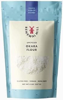Renewal Mill Okara Flour 8 oz, Non-GMO, Organic, Gluten-Free, 20 g of Fiber, 7 g of Protein, 3 g net carbs I Upcycled Ingredient, Perfect for Gluten-Free Baking & Keto Baking