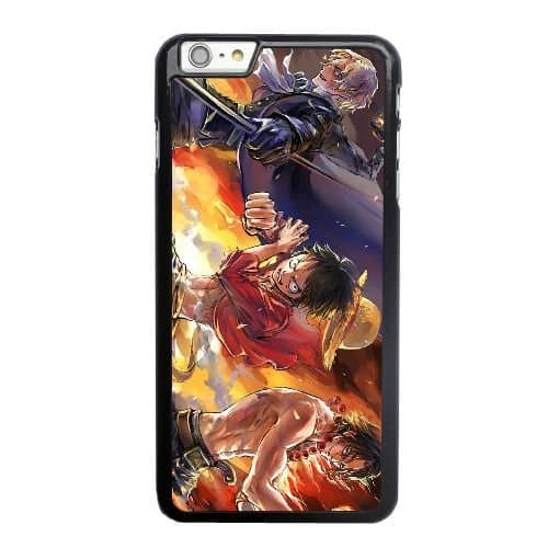 ZAE Made Phone Case with Free Screen Protector [Tempered Glass]Portgas D. Ace Monkey D. Luffy Sabo (Cartoon) Cover Black Case for iPhone 6 6S 4.7 inch.BBF-37682