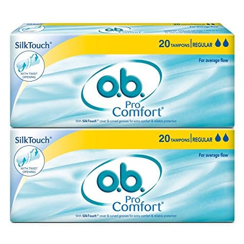 O.b. ProComfort Tampons For Average Flow For Periods Combo Pack, 40 pieces (2 x 20 Tampons)