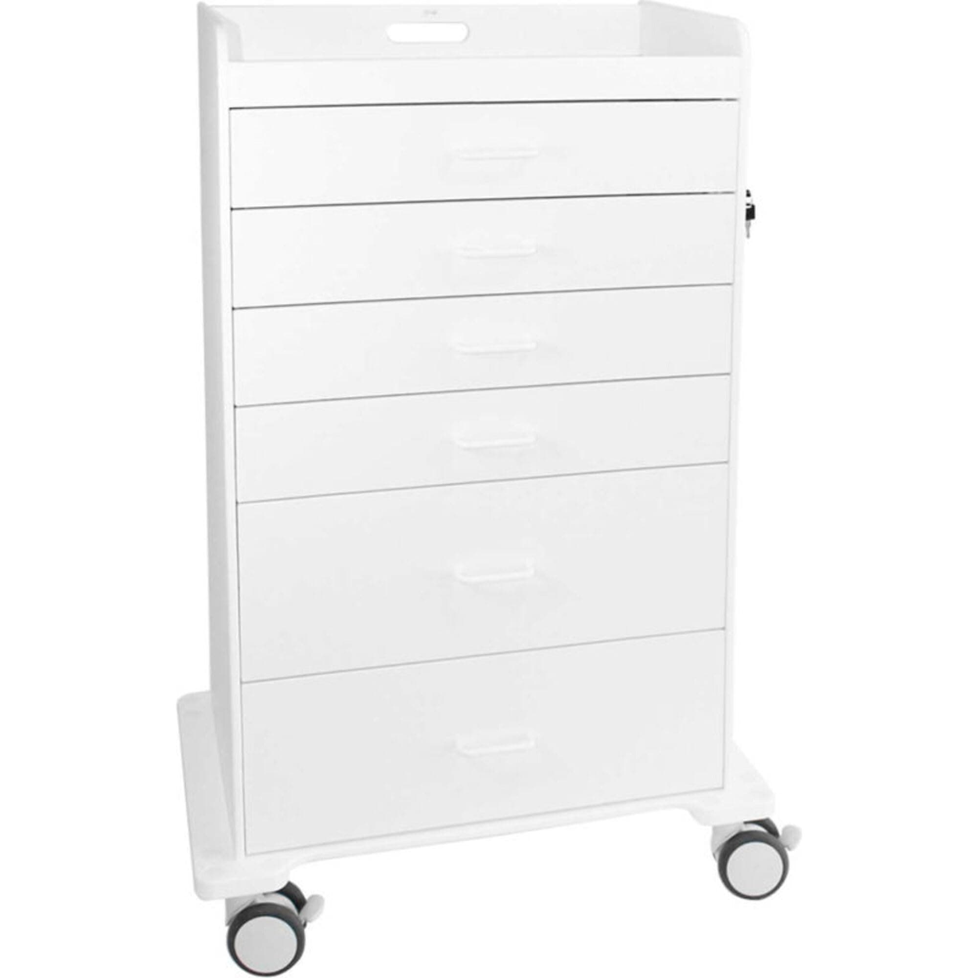 51046 Polyethylene Procedure Cart, Locking, 31" Width x 48" Height x 20" Depth,6 Drawers, White