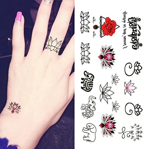 Small Cute Temporary Tattoo Lotus Elephant (2 Sheets)