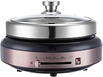 KOTO 4L Electric Hot Pot with Detachable 304 Stainless Steel Pan, Tabletop Cooker with Even Heating Plate, 3 Heat Settings, Large Capacity for Shabu-Shabu, Sukiyaki, Boil & Simmer – Rose Gold