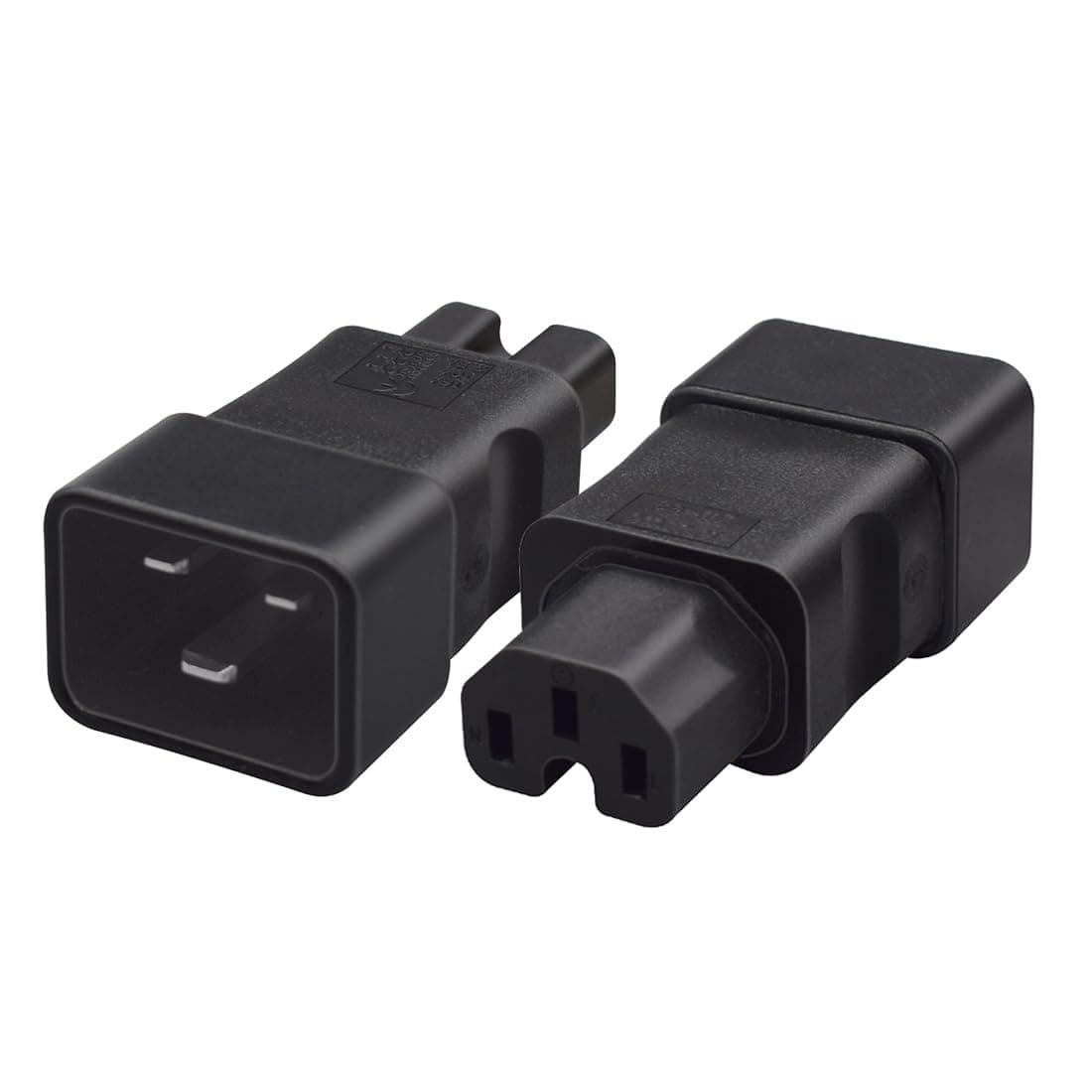2 Pack IEC 320 C20 to C15 Power Adapter 2.5-16A /250V, PDU/UPS Plug/Socket C15 to C20 Power Adaptor