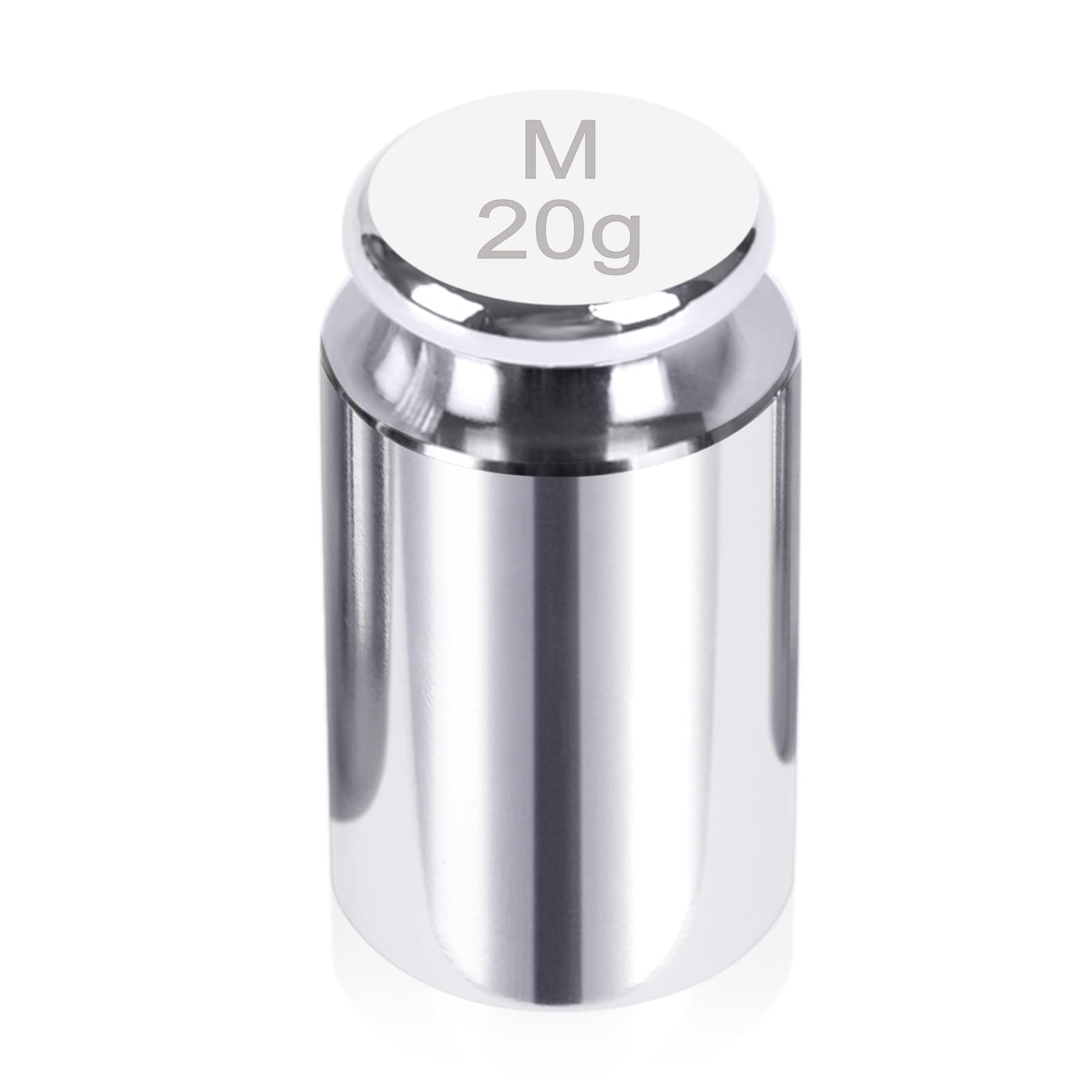 QPCalibration Weights, 20 Gram OIML Class M1 High Precision Scale Weights, Stainless Steel Gram Weights, Chrome Finish, Scale Calibration Weights for Digital Scale, Kitchen Scale, Pocket Scale