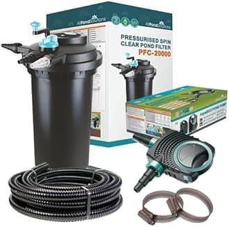 AllPondSolutions Pressurised Koi Fish Pond Filter Complete Kit with Pond Pump and UV Steriliser Light All in one - Ponds Up to 20000 litres - PFC-20000-KIT