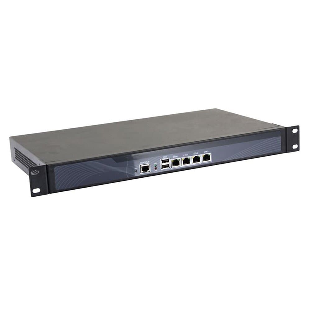 Firewall,VPN,1U Rackmount,Network Security Appliance,Router PC,Intel Quad Core J1900,(Gray),[4LAN/2USB/1COM/1VGA/Fanless/2 Reserved Fan],(8GB RAM/128GB SSD/500GB HDD)