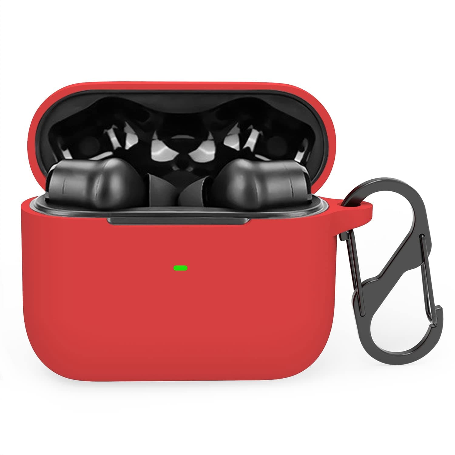 Soft Silicone Case Compatible with Razer Hammerhead Ture Wireless Pro,Protective Sleeve Shockproof Resistant Case with Carabiner (Red)