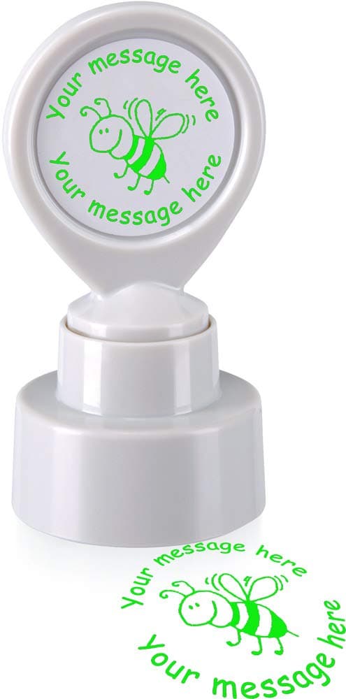Personalised custom made Teacher 22mm self inking stamp with a bee - TC010