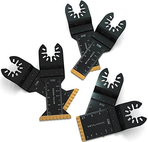 Ryker Hardware Multi Tool Blades: 6 Titanium Bi-Metal Oscillating Tool Blades for Metal & Wood, Compatible with Fein Multimaster, Rockwell, DeWalt, Makita, Milwaukee, Porter Cable, Ridgid