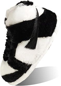 Sneaker Slippers Non Slip Sole Indoor House Plush Slippers Unisex Indoor Floor Cotton Shoes (BLACK-HB,5.5,12)