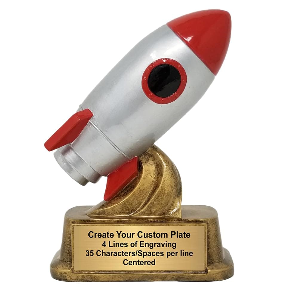 Decade Awards Personalized Rocket Ship Trophy - Engraved Spaceship Award for Mentors, Innovators, Visionaries, Students, Sci-Fi Events, STEM Achievements - Customize Now (6 Inch)