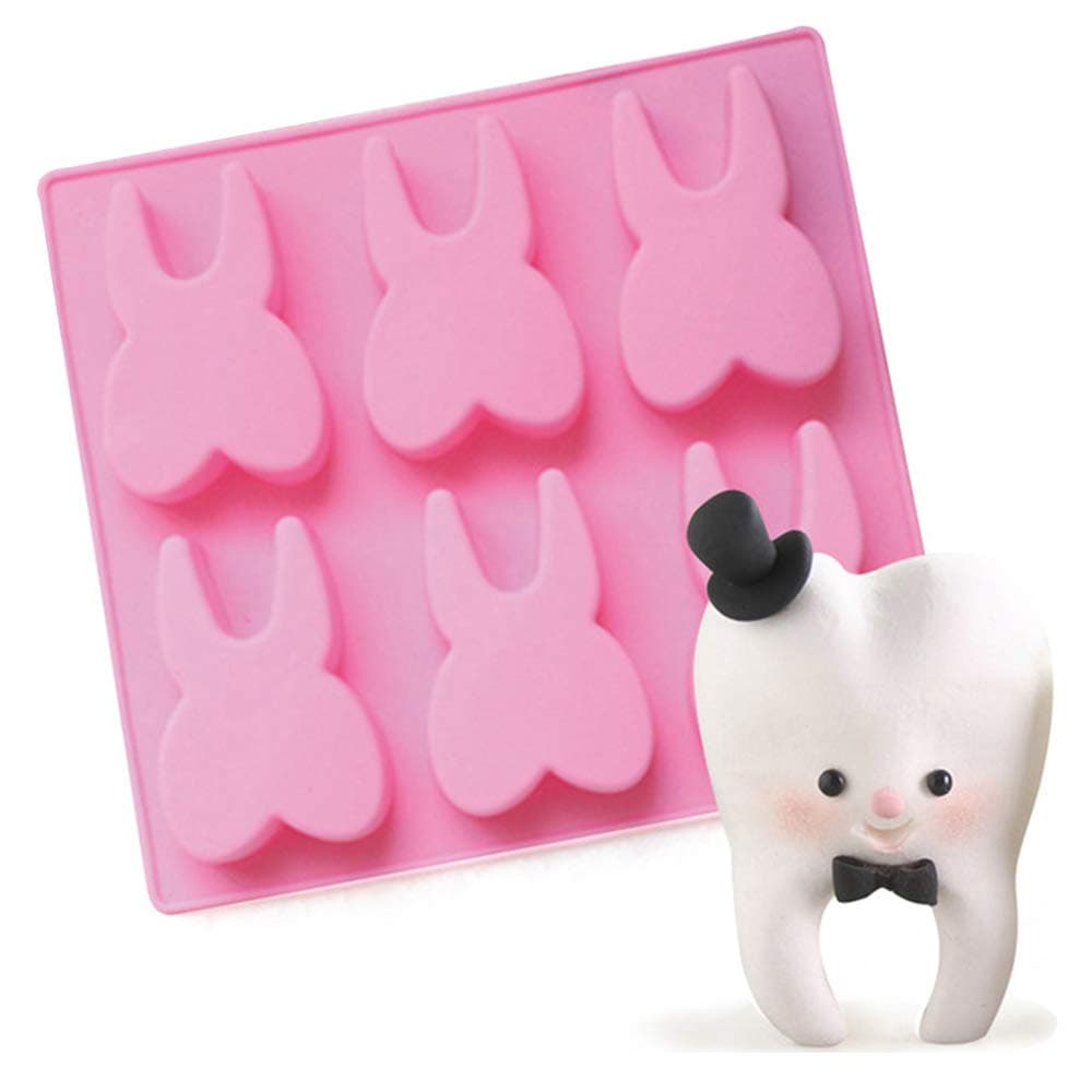 Tooth Silicone Mold, Funny Teeth Shape Novelty Ice Cube Tray, Chocolate Candy Dessert Jello Mold, Soap Making Mold, Cake Baking Pan, Perfect Gag or White Elephant Gift for Dentists