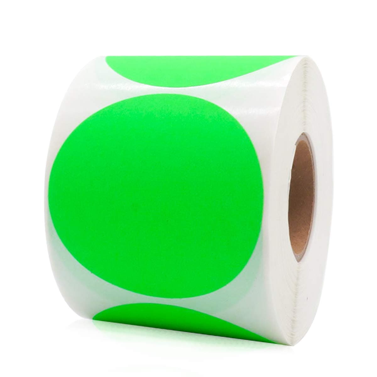 3 inch Green Color Coding Labels Round Stickers on a Roll,Writable Permanent Adhesive 500 Stickers by LABEL&MORE