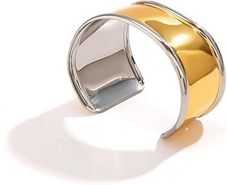 YBMYCM Wide Cuff Chunky 14K Gold Plated Bracelets for Women Open Cuff Bangles Adjustable Wrist Cuff Bracelets Fashion Jewelry for Women