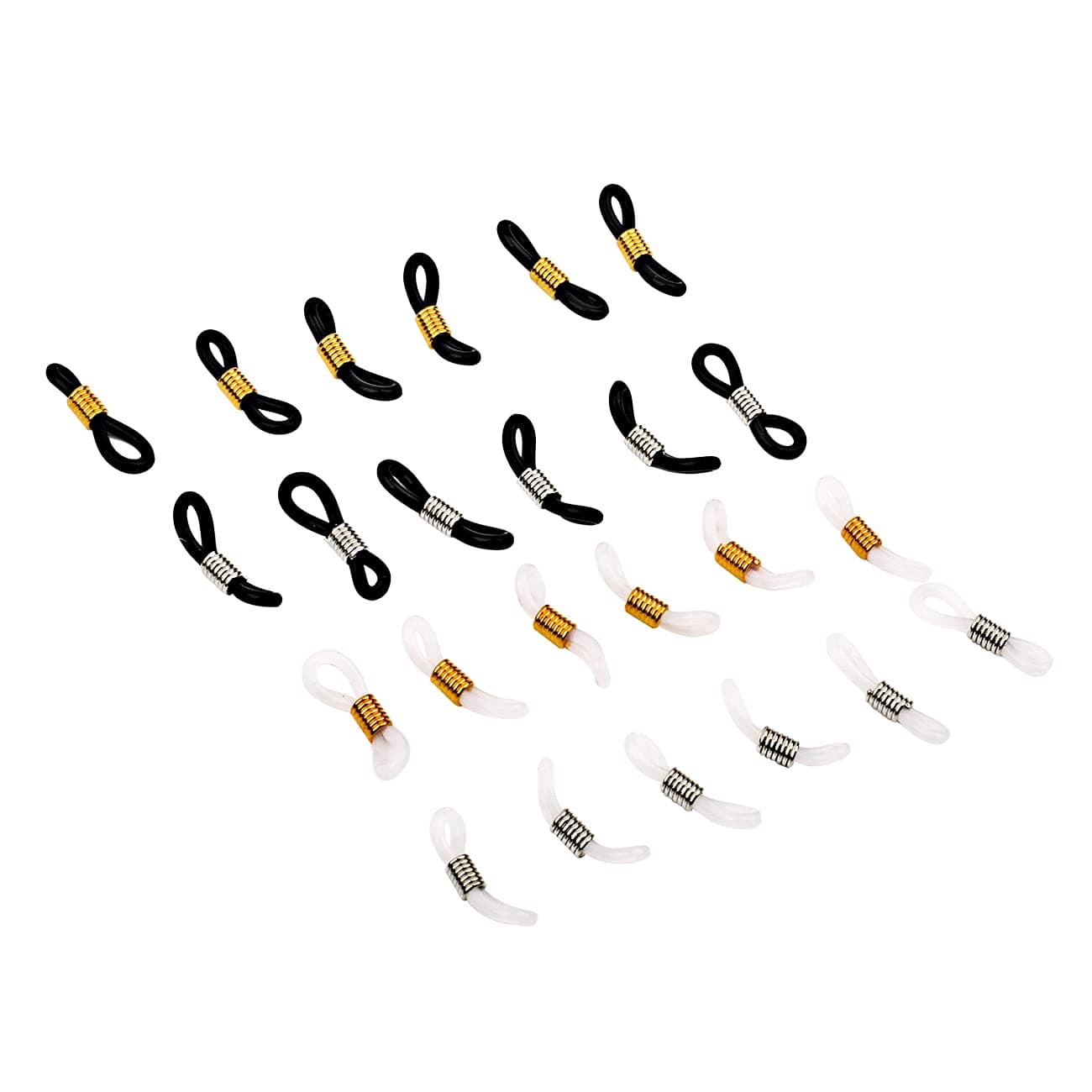 Eyeglass Chain Ends Adjustable Rubber Ends Connectors Anti-slip Strap Holder Chain Loops for Eye Glasses (4 Colors, 24 Pieces)