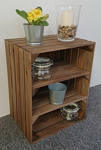 Large Wooden Crate Apple Box Storage Display Unit with 2 Shelfs Vintage Style