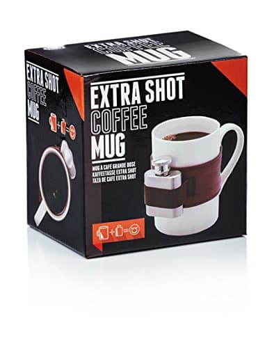 NPW-USA Extra Shot Coffee Mug & Mini Flask Set, White/Brown