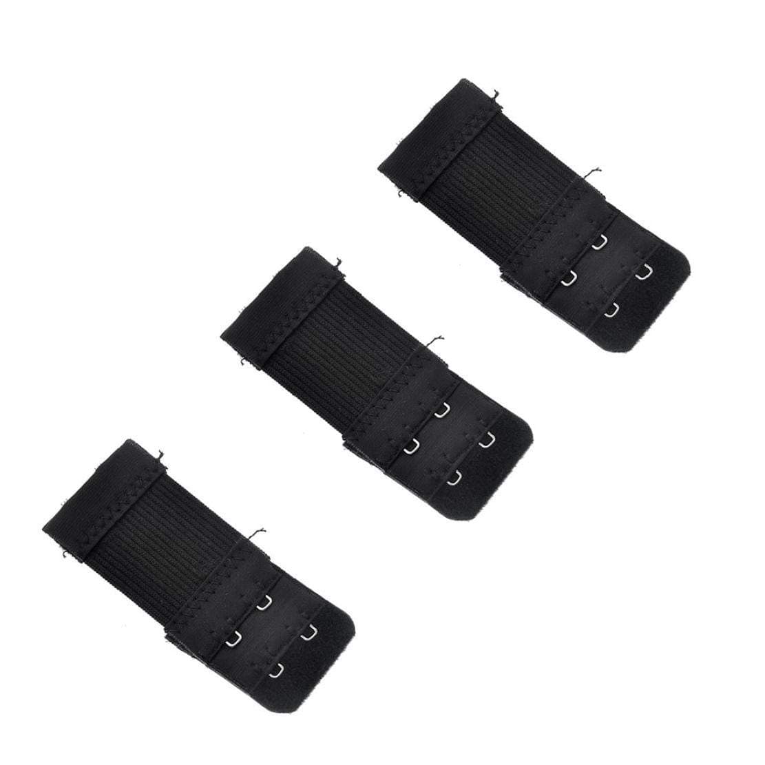 3 Sheets Soft B Bra Extension Extender Clip On Underwear Strap Buckle 7.6x3.2cm Black