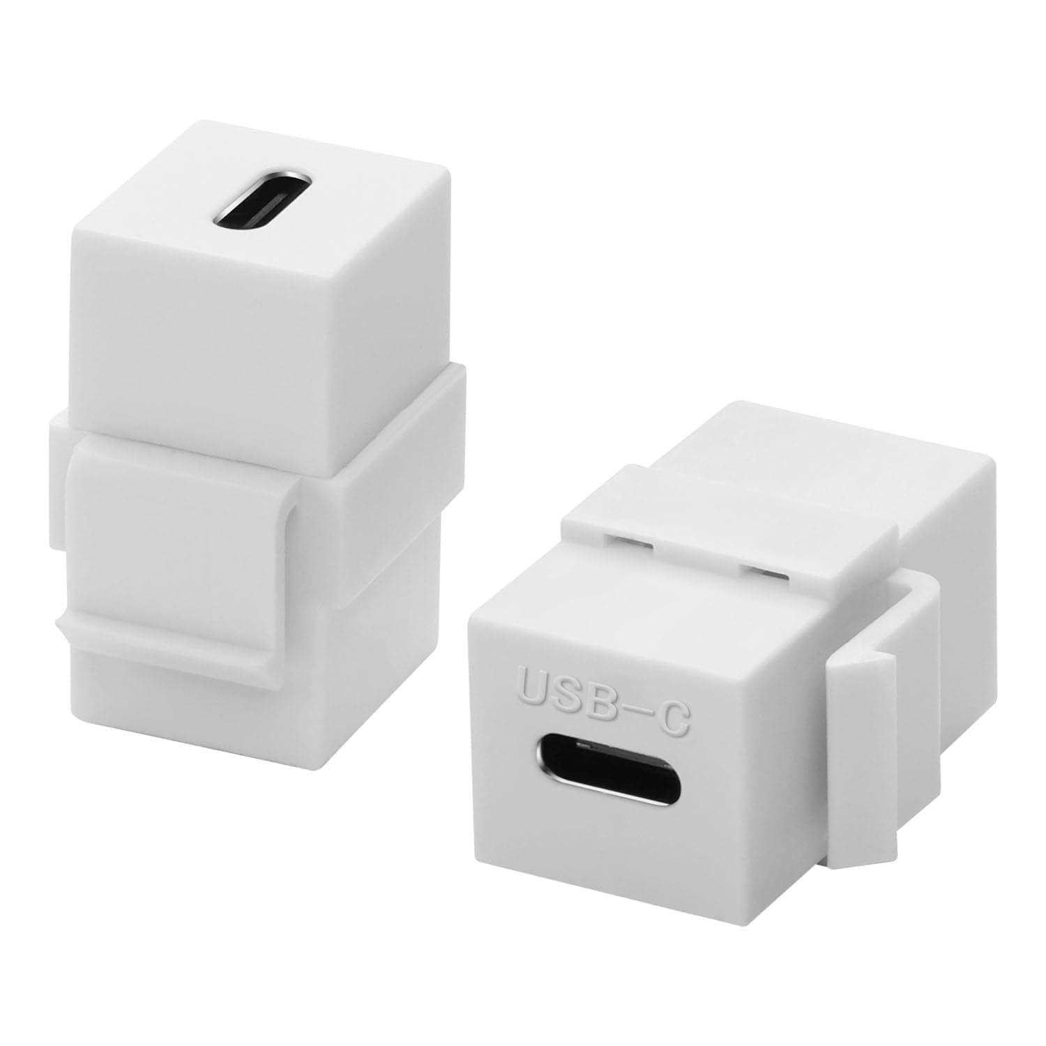 QIANRENON 10Gbps USB C Keystone Jack Adapter, USB3.1 Type C Female to Female Keystone Socket Coupler, 100W Charging, for Wall Plate Patch Panel, White, 2Pcs