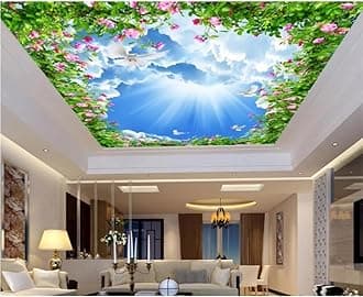 TOKMOCO Custom Ceiling Peel and Stick Wallpaper Modern 3D Murals Blue Sky and White Wallpaper Home Interior Decor Living Room Ceiling Lobby Mural