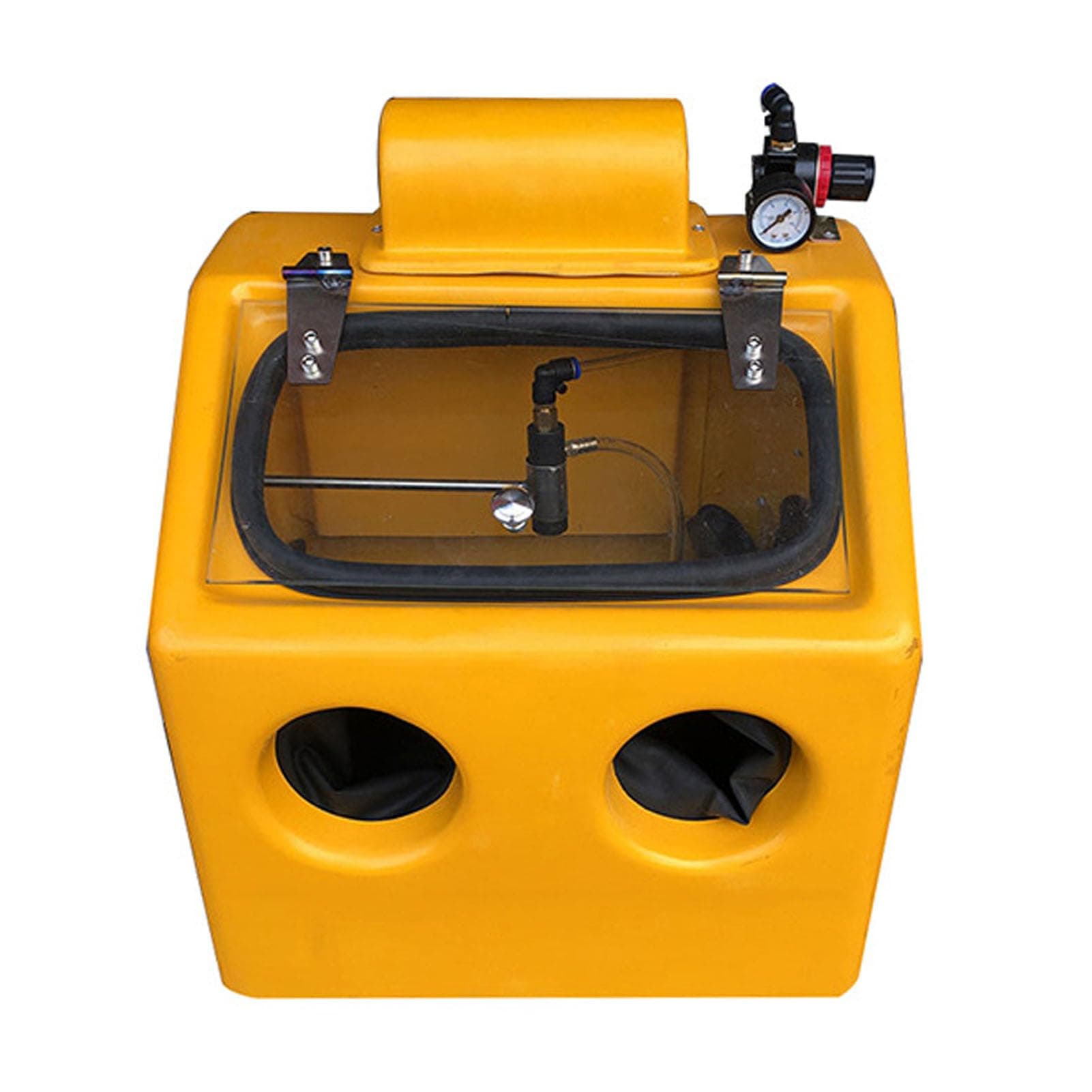 Cryfokt Fine Sand Blasting Machine, Portable Sandblasting Cabinet with Double Head Pen, Large View Window Benchtop Sand Blasting Cabinet for Paint, Stain, Removal