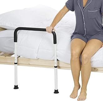 Vive Bed Assist Rail Adult Bedside Standing Bar For Seniors Elderly Handicap Kid Fit King Queen Full Twin Adjustable Fall Prevention Safety Handle Guard Long Hand Bedrail Grab Bar Cane